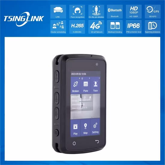 Ai 1080P Video Talkback Law Enforcement Recorder Face Recognition Lpr Intelligent Police Body Worn Camera